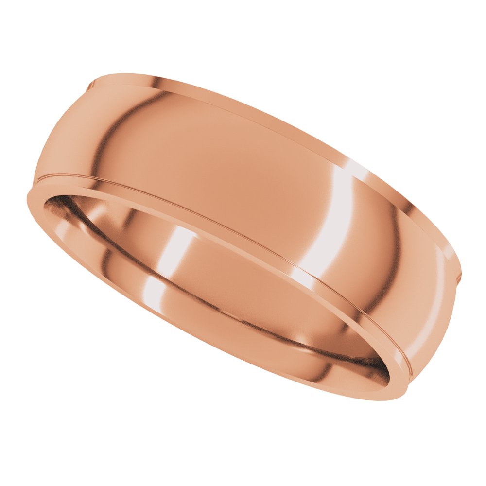 14K Rose 6 mm Stepped-Edge Comfort-Fit Half Round Band Size 10.5