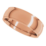 14K Rose 6 mm Stepped-Edge Comfort-Fit Half Round Band Size 10.5