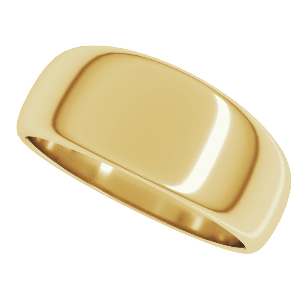 14K Yellow 8 mm Half Round Tapered Band