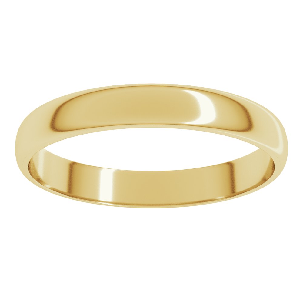 14K Yellow Gold 3 mm Ultra-Lightweight Half Round Band Size 4