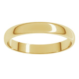 14K Yellow Gold 3 mm Ultra-Lightweight Half Round Band Size 4