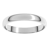 Platinum 3 mm Ultra-Lightweight Half Round Band Size 6