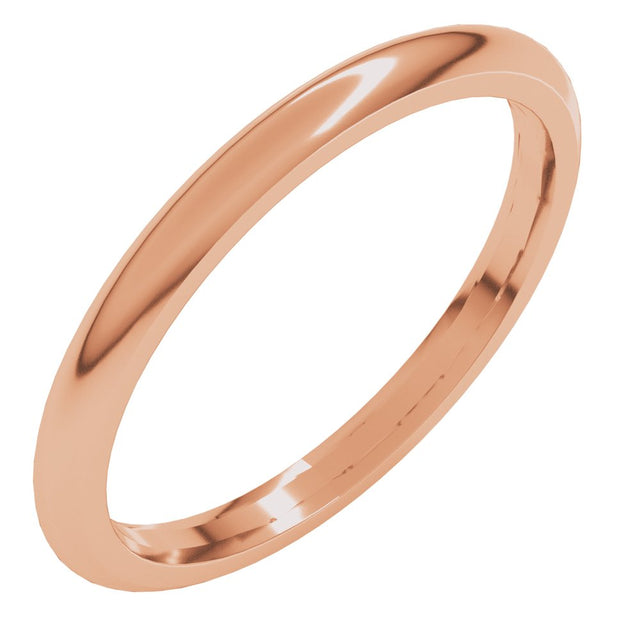 14K Rose Gold 2 mm Comfort-Fit Half Round Band Size 4.5 