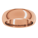 14K Rose Gold 6 mm Comfort-Fit Half Round Band Size 8.5 