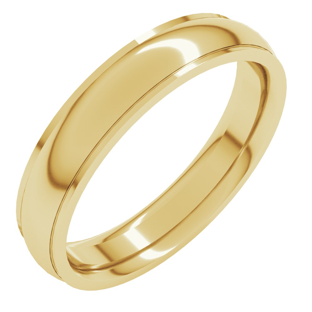 14K Yellow 4 mm Stepped-Edge Comfort-Fit Half Round Band Size 10