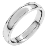 14K White 4 mm Stepped-Edge Comfort-Fit Half Round Band Size 9