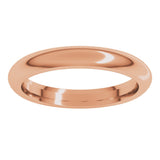 18K Rose 3 mm Half Round Comfort Fit Band Size 11.5