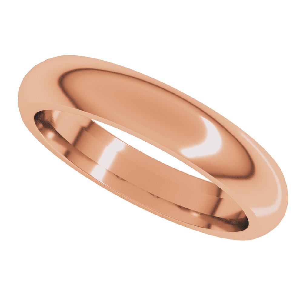 14K Rose Gold 4 mm Comfort-Fit Half Round Band Size 8 