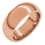 14K Rose Gold 7 mm Comfort-Fit Half Round Band Size 9.5 