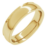 18K Yellow 5 mm Stepped-Edge Comfort-Fit Half Round Band Size 8.5