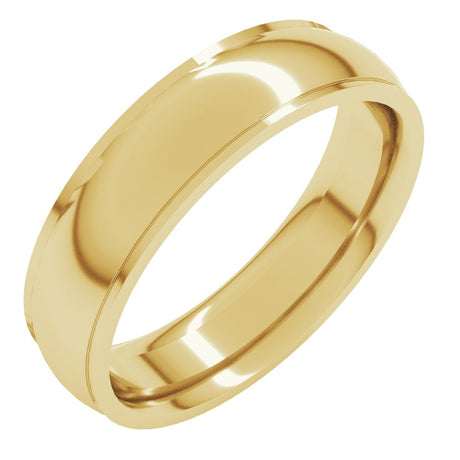 18K Yellow 5 mm Stepped-Edge Comfort-Fit Half Round Band Size 9