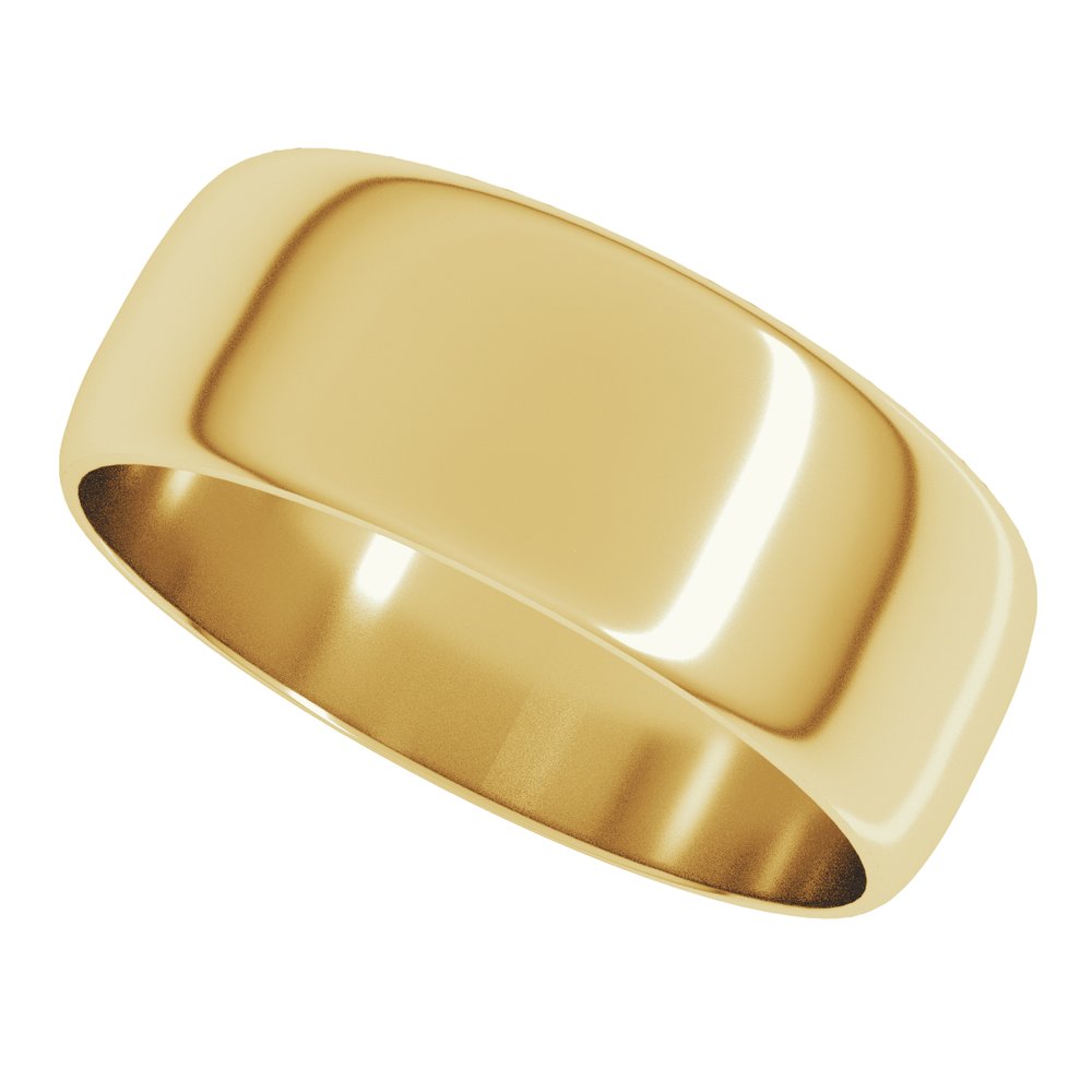 14K Yellow Gold 7 mm Ultra-Lightweight Half Round Band Size 10