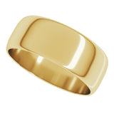 14K Yellow Gold 7 mm Ultra-Lightweight Half Round Band Size 10