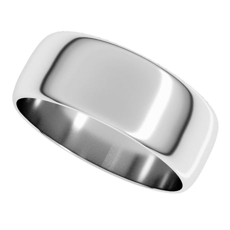 14K White 7 mm Half Round Ultra-Light Band Size 12.5