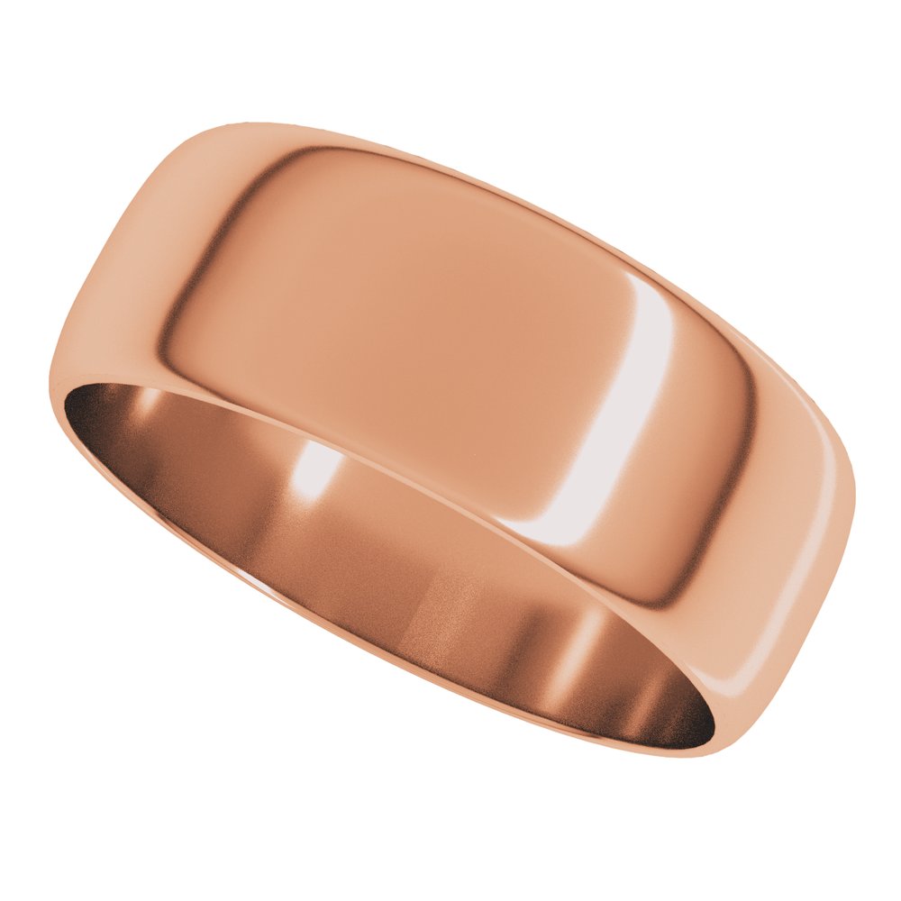 10K Rose Gold 7 mm Ultra-Lightweight Half Round Band Size 11