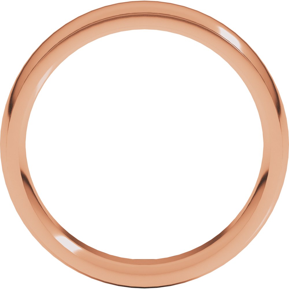14K Rose 6 mm Stepped-Edge Comfort-Fit Half Round Band Size 10.5