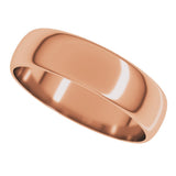 14K Rose Gold 5 mm Ultra-Lightweight Half Round Band Size 9