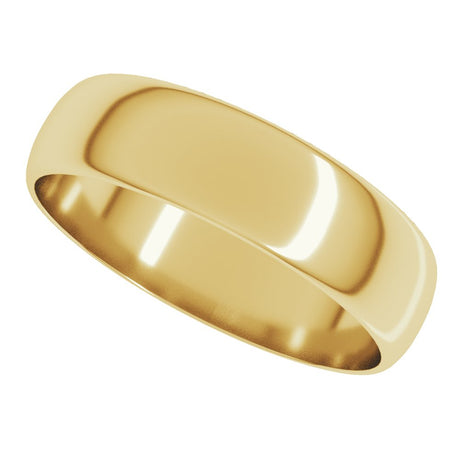10K Yellow Gold 5 mm Ultra-Lightweight Half Round Band Size 7