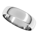 10K White Gold 5 mm Ultra-Lightweight Half Round Band Size 7.5