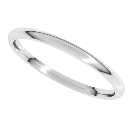 14K X1 White Gold 1.5 mm Lightweight Comfort-Fit Half Round Band Size 5.5