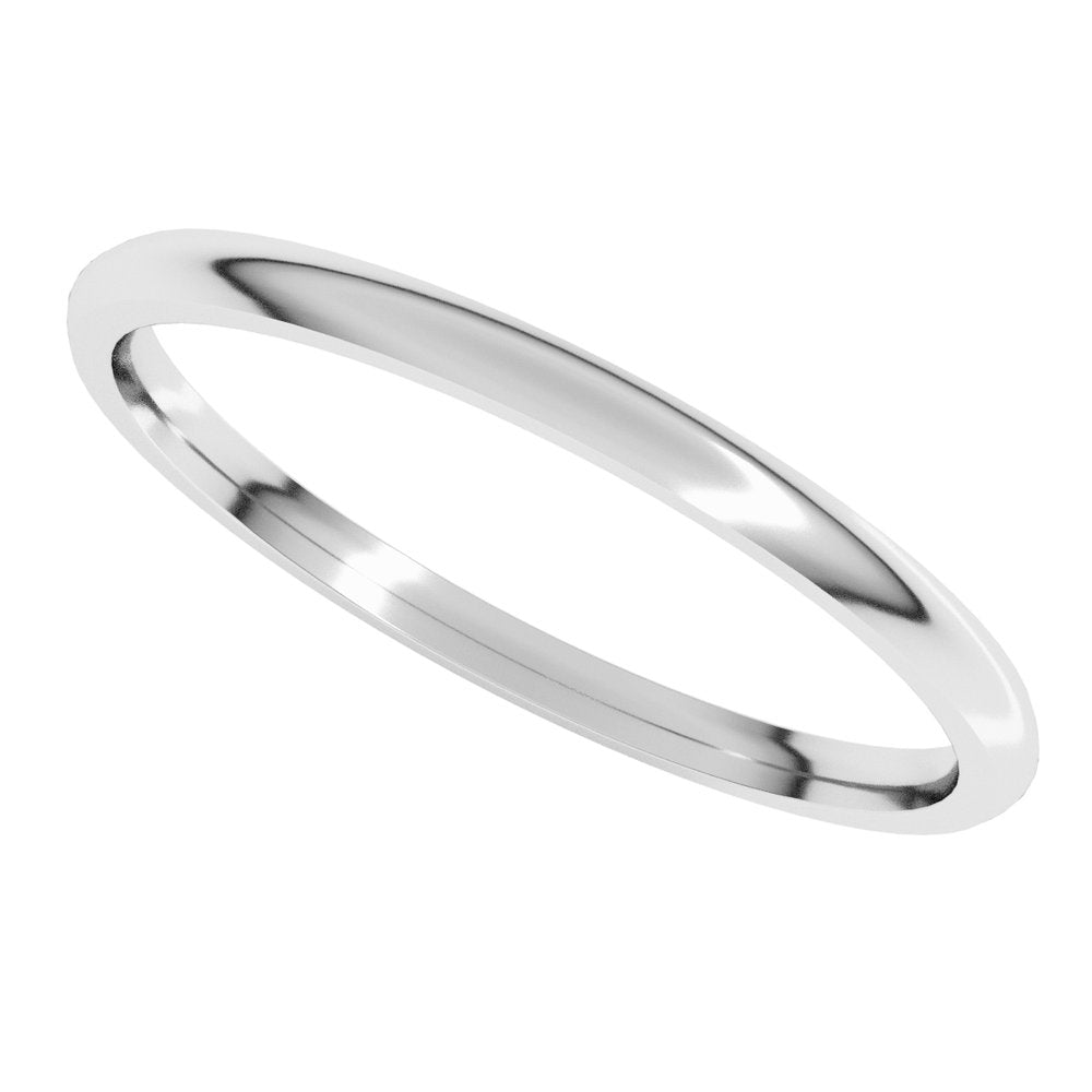 14K X1 White Gold 1.5 mm Lightweight Comfort-Fit Half Round Band Size 6.5