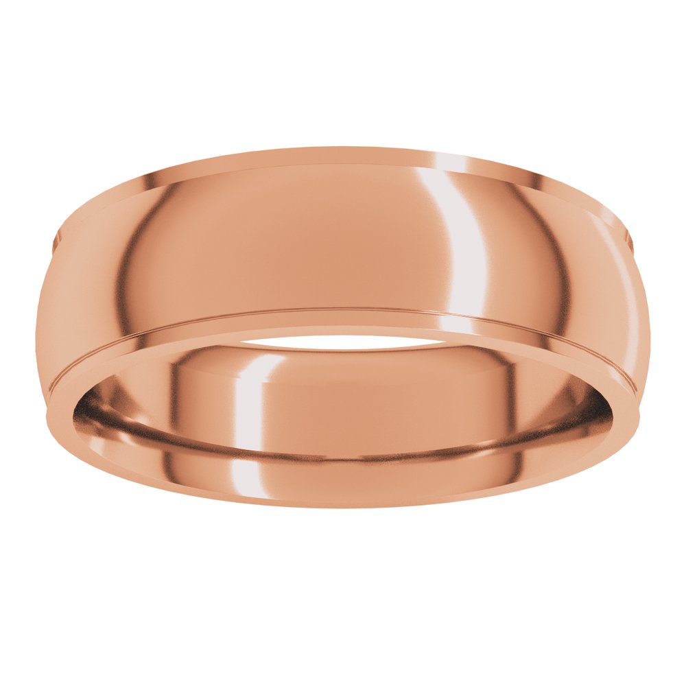 14K Rose 6 mm Stepped-Edge Comfort-Fit Half Round Band Size 10.5