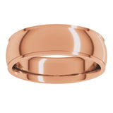 14K Rose 6 mm Stepped-Edge Comfort-Fit Half Round Band Size 10.5