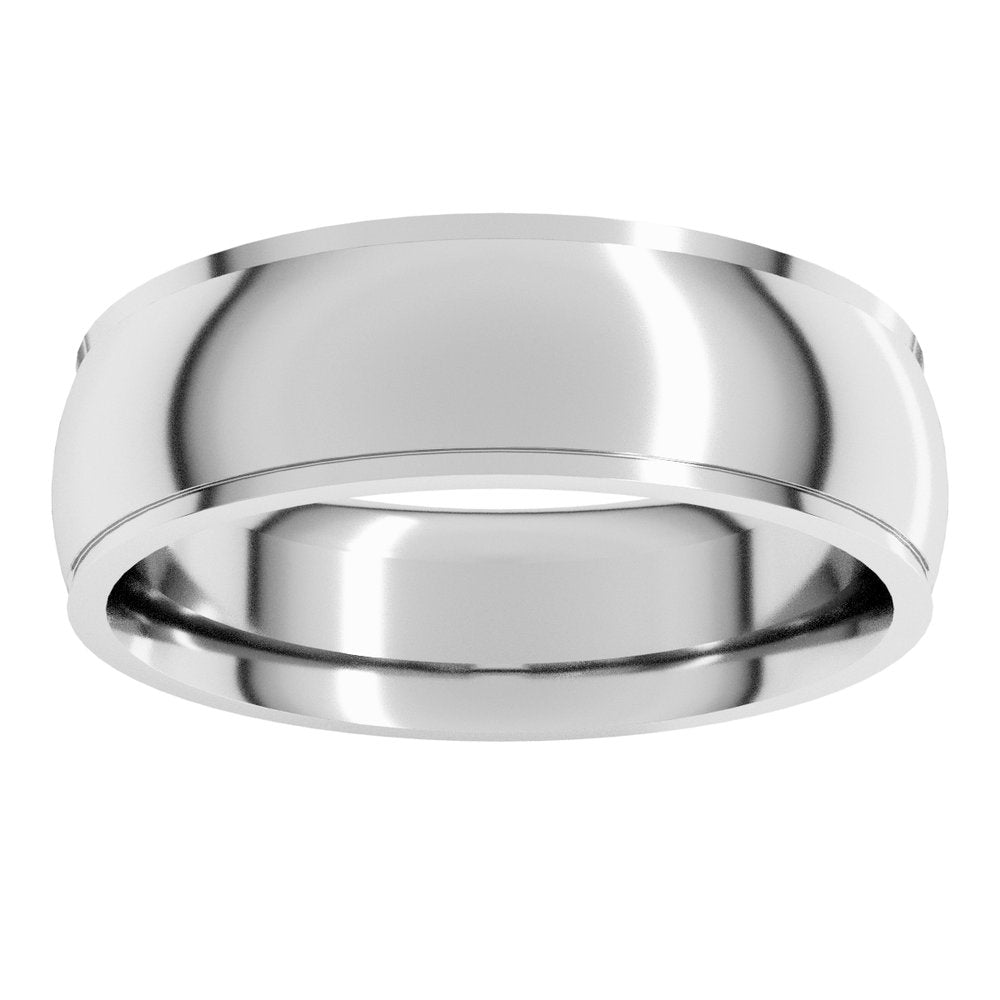 14K White 6 mm Stepped-Edge Comfort-Fit Half Round Band Size 10