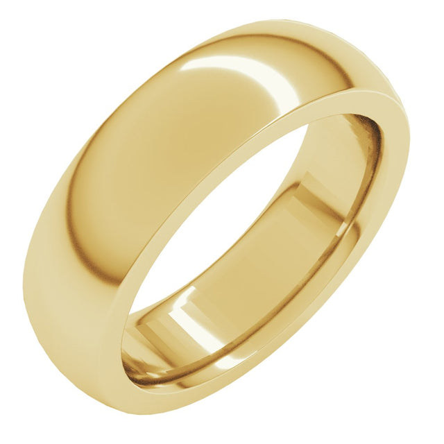 14K Yellow Gold 6 mm Heavyweight Comfort-Fit Half Round Band Size 5