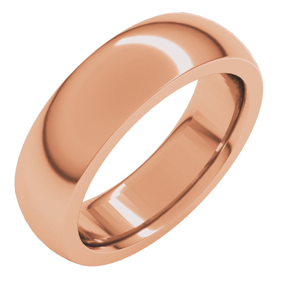 14K Rose Gold 6 mm Heavyweight Comfort-Fit Half Round Band Size 8