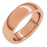 14K Rose Gold 6 mm Heavyweight Comfort-Fit Half Round Band Size 8