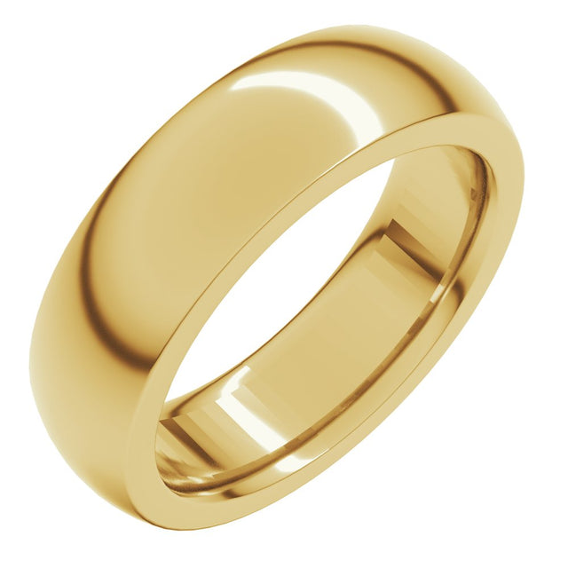 10K Yellow Gold 6 mm Heavyweight Comfort-Fit Half Round Band Size 11.5