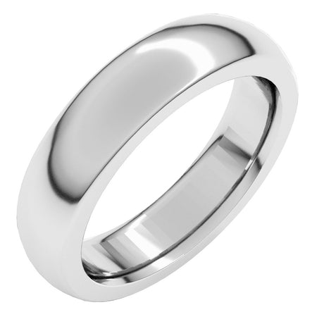 14K White Gold 5 mm Heavyweight Comfort-Fit Half Round Band Size 7.5