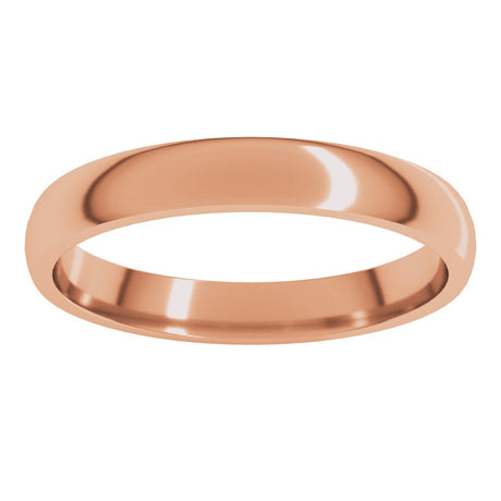 18K Rose Gold 3 mm Lightweight Comfort-Fit Half Round Band Size 5.5