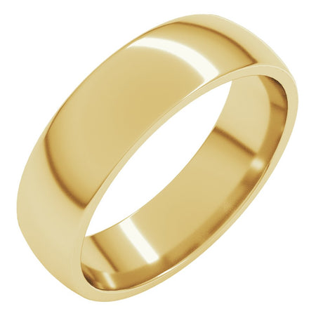 14K Yellow Gold 5.5 mm Lightweight Comfort-Fit Half Round Band Size 8