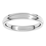 14K White 3 mm Stepped-Edge Comfort-Fit Half Round Band Size 9