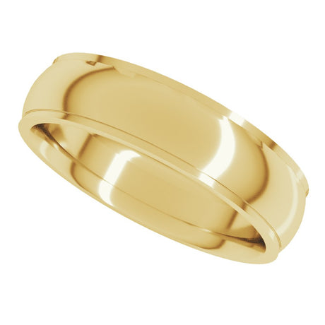 18K Yellow 5 mm Stepped-Edge Comfort-Fit Half Round Band Size 9