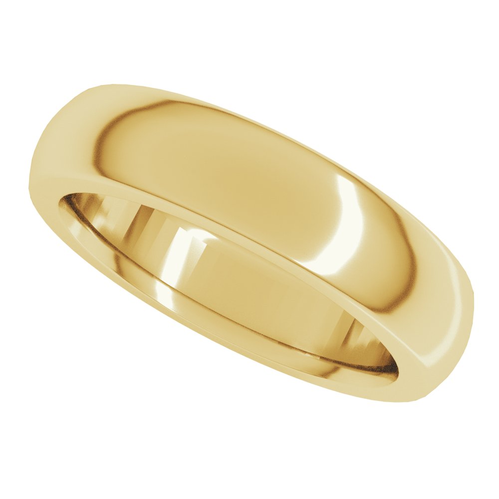 18K Yellow Gold 5 mm Heavyweight Comfort-Fit Half Round Band Size 9