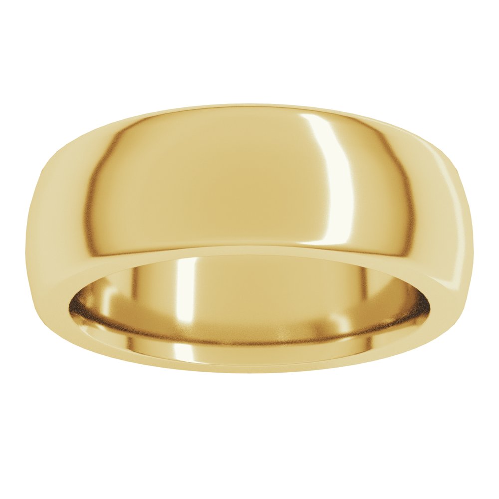 14K Yellow Gold 7 mm Heavyweight Comfort-Fit Half Round Band Size 8