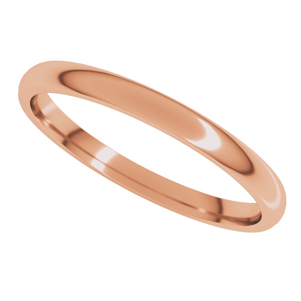 10K Rose Gold 2 mm Lightweight Comfort-Fit Half Round Band