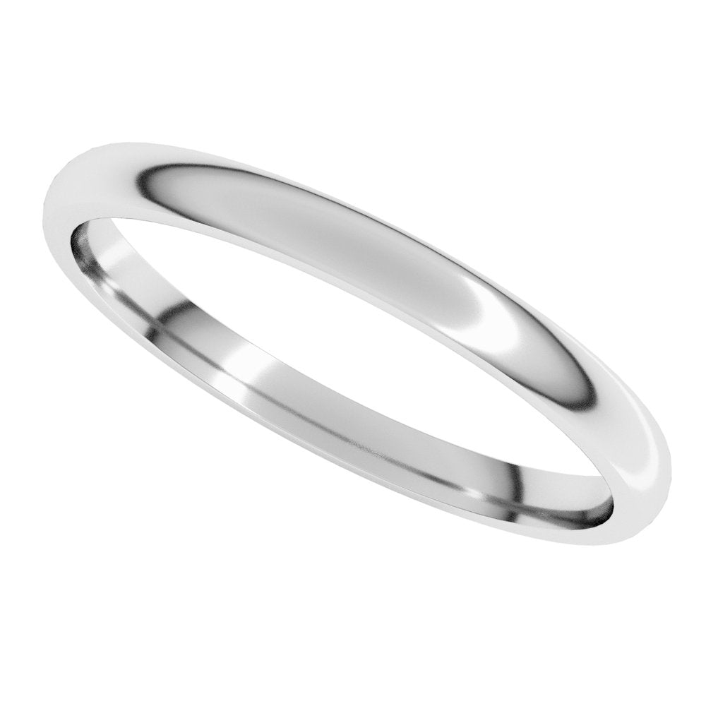 10K White Gold 2 mm Lightweight Comfort-Fit Half Round Band Size 4.5