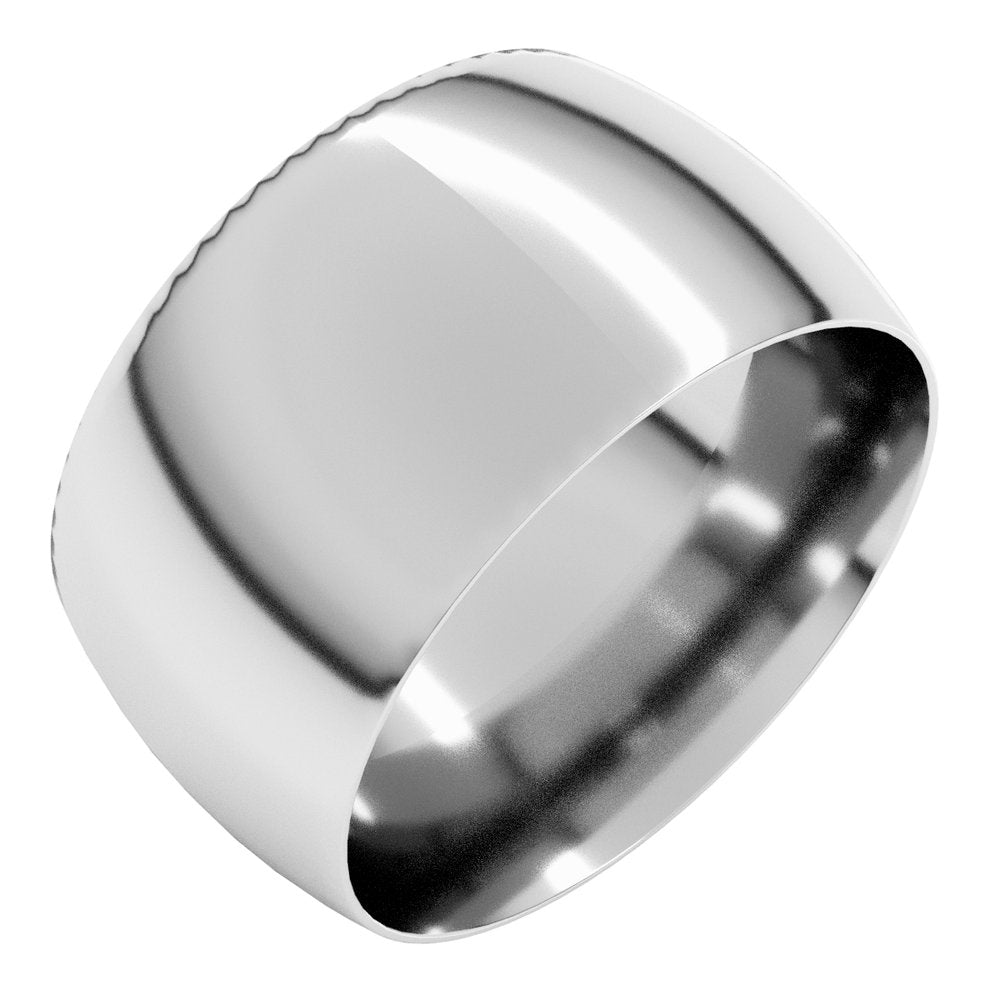 14K White Gold 11 mm Lightweight Comfort-Fit Half Round Band Size 7