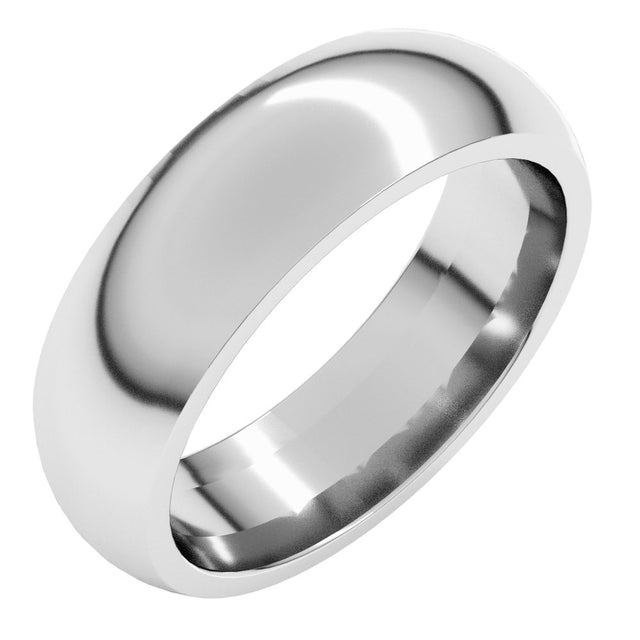 14K White Gold 6 mm Comfort-Fit Half Round Band Size 6 