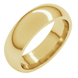 18K Yellow Gold 6 mm Comfort-Fit Half Round Band Size 6.5 