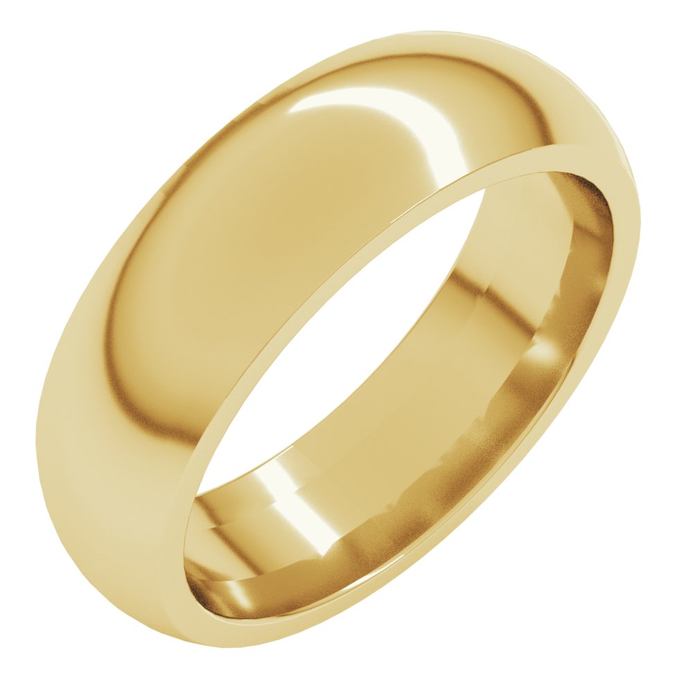 10K Yellow Gold 6.5 mm Comfort-Fit Half Round Band Size 6.5 