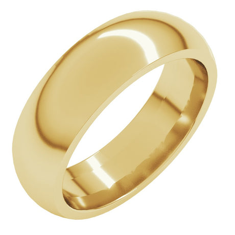 10K Yellow Gold 6.5 mm Comfort-Fit Half Round Band Size 6.5 