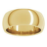 22K Yellow 8 mm Comfort-Fit Half Round Band Size 10
