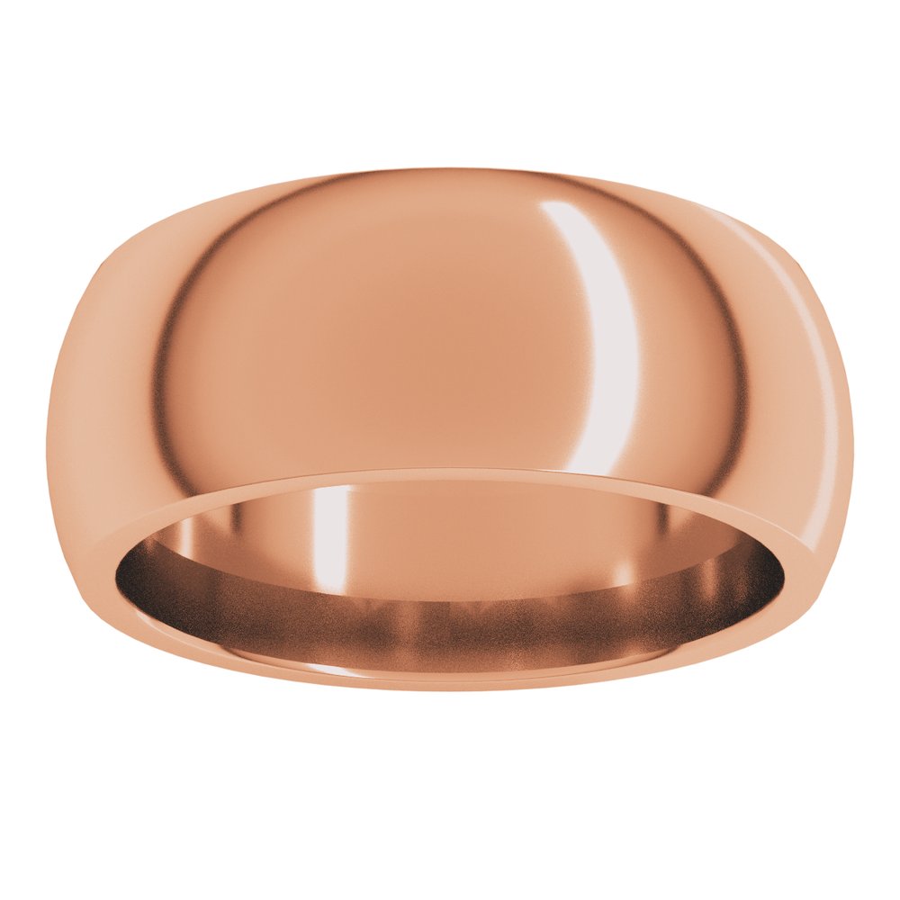 14K Rose 8 mm Comfort-Fit Half Round Band Size 9