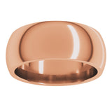 14K Rose 8 mm Comfort-Fit Half Round Band Size 9