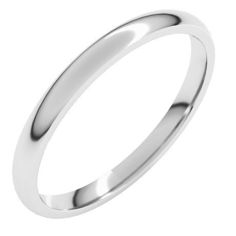 14K X1 White Gold 2 mm Lightweight Comfort-Fit Half Round Band Size 6